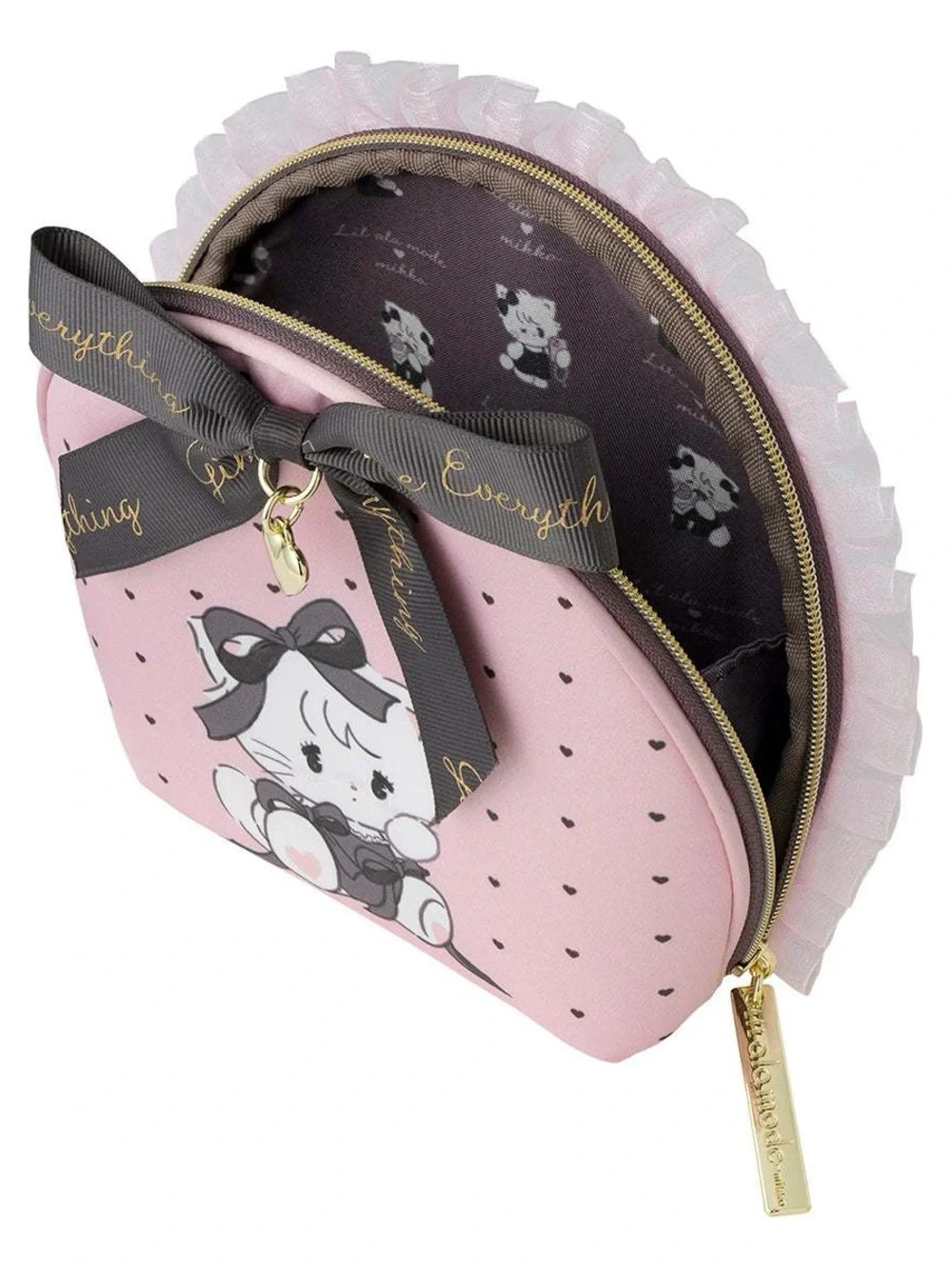 Mikko Illustrations Lil ala mode Ribbon Pouch (Black Style Mousse)